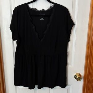 Torrid Black Lace Trim Blouse